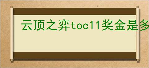 云顶之弈toc11奖金是多少