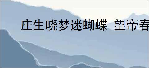 庄生晓梦迷蝴蝶 望帝春心托杜鹃