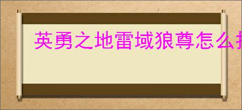 英勇之地雷域狼尊怎么打