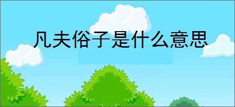 凡夫俗子是什么意思