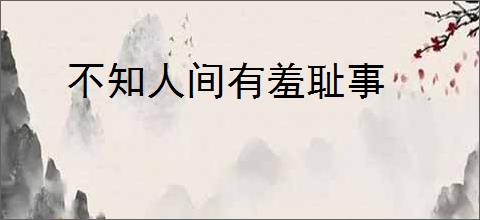 不知人间有羞耻事