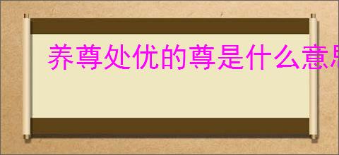 养尊处优的尊是什么意思