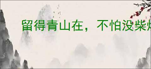 留得青山在，不怕没柴烧