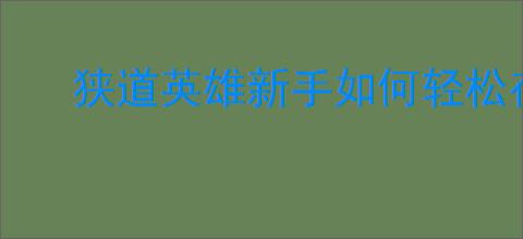 狭道英雄新手如何轻松存档