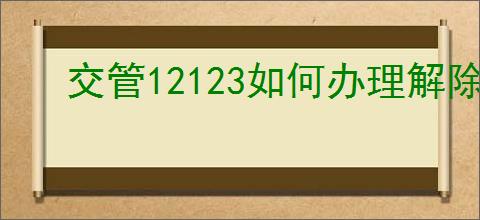 交管12123如何办理解除抵押