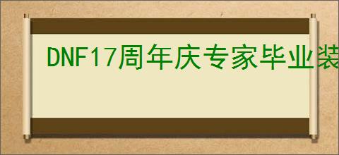 DNF17周年庆专家毕业装备如何搭配