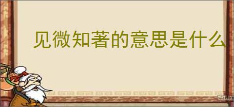 见微知著的意思是什么