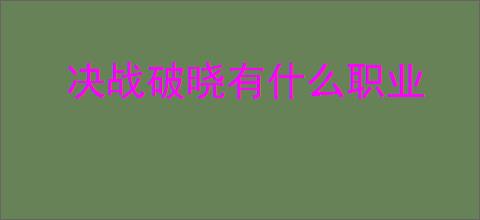 决战破晓有什么职业